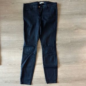 Zara Women’s Navy Blue Coated Wax Jeans